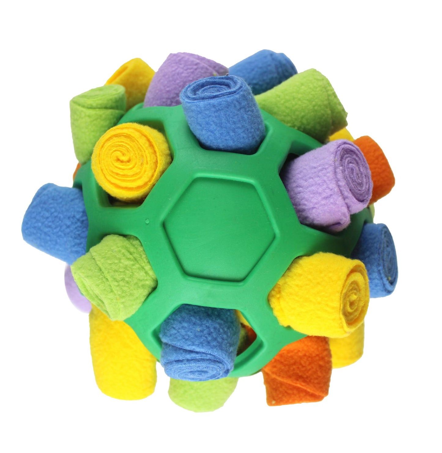 Colorful textured ball toy on a white background