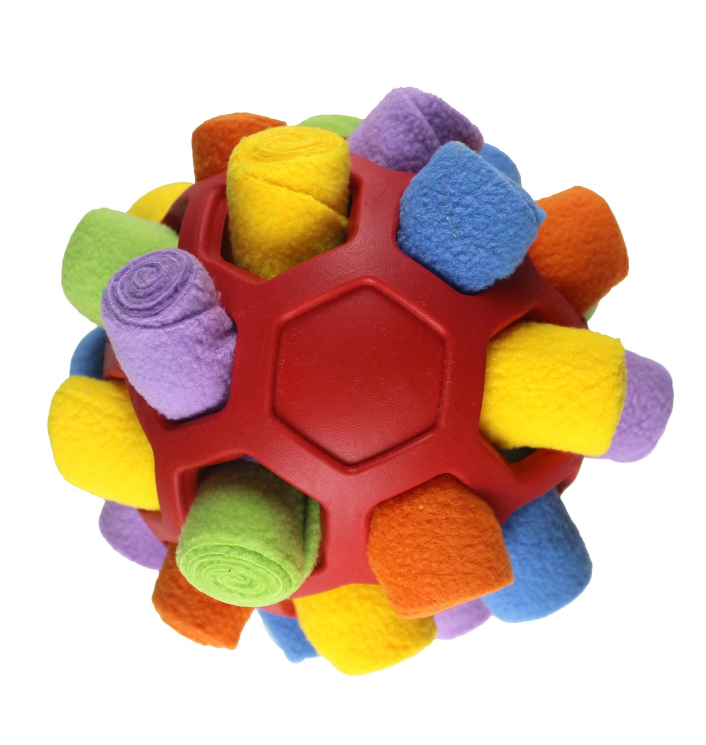 Colorful textured ball toy on a white background
