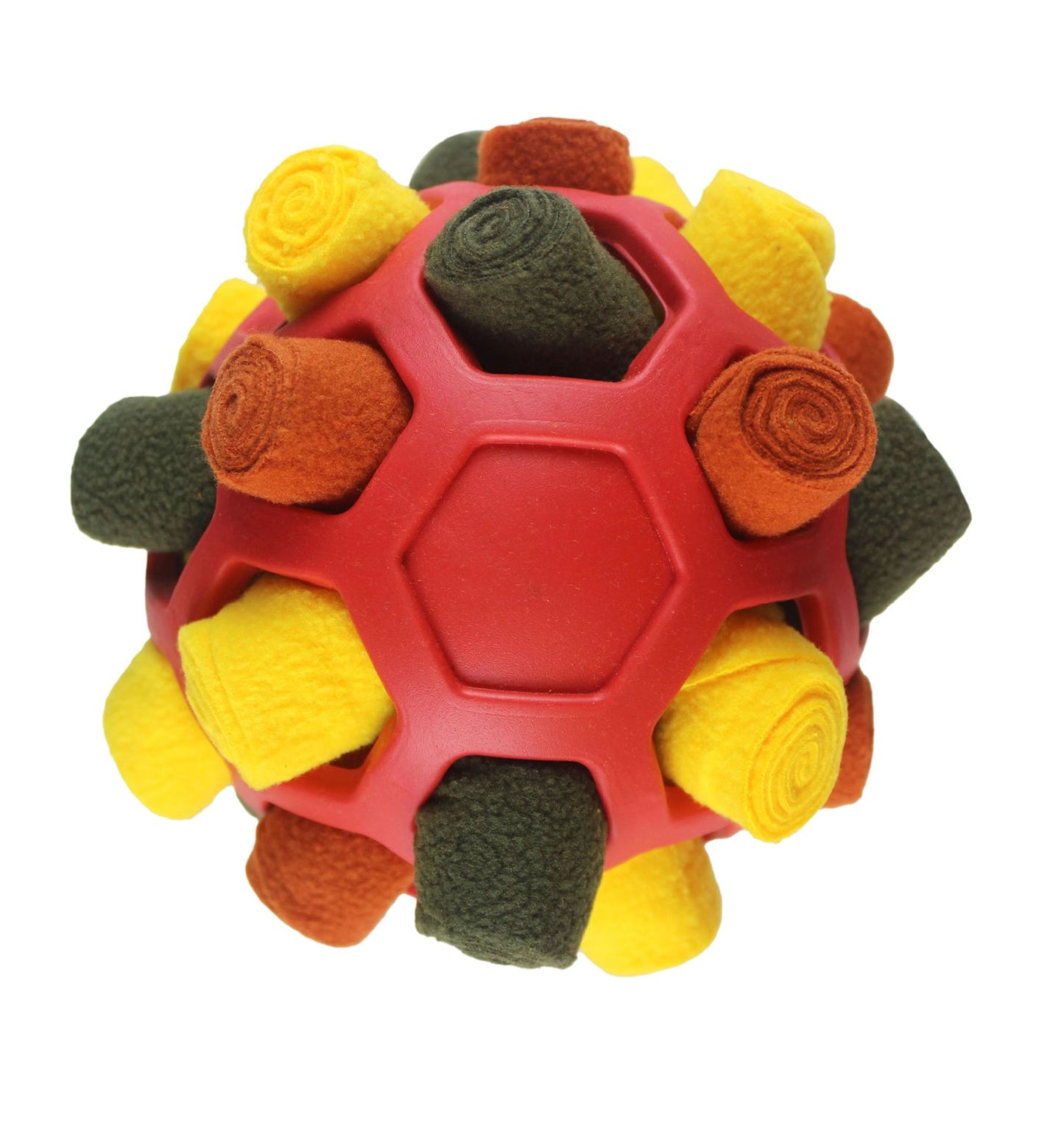 Colorful textured ball toy on a white background