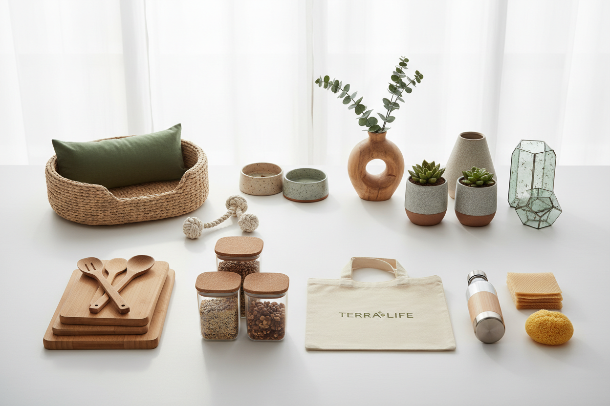 picture of all products in 1 photo as pets, home and kitchen and eco friendly