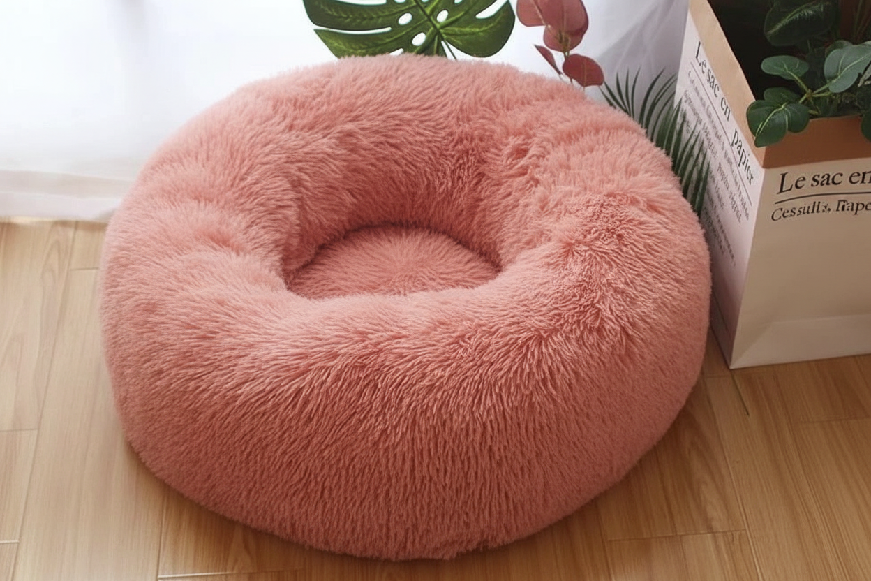 Roze plush donut pet bed - aangepaste versie